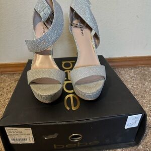 Bebe Silver Women's Platform Heels
